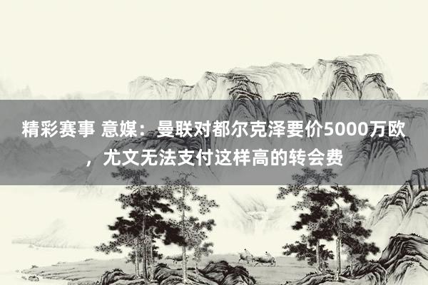 精彩赛事 意媒：曼联对都尔克泽要价5000万欧，尤文无法支付这样高的转会费