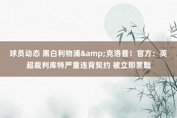 球员动态 黑白利物浦&克洛普！官方：英超裁判库特严重违背契约 被立即罢黜