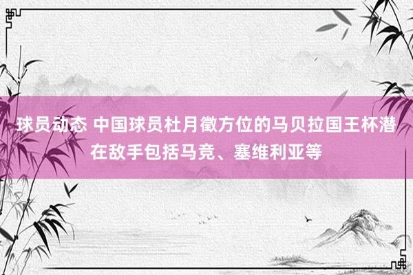 球员动态 中国球员杜月徵方位的马贝拉国王杯潜在敌手包括马竞、塞维利亚等