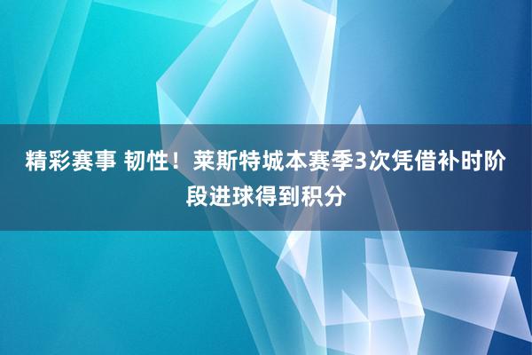 精彩赛事 韧性！莱斯特城本赛季3次凭借补时阶段进球得到积分