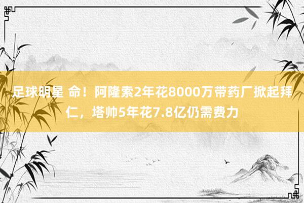 足球明星 命！阿隆索2年花8000万带药厂掀起拜仁，塔帅5年花7.8亿仍需费力