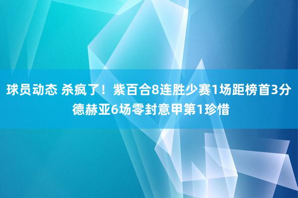 球员动态 杀疯了！紫百合8连胜少赛1场距榜首3分 德赫亚6场零封意甲第1珍惜