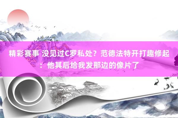 精彩赛事 没见过C罗私处？范德法特开打趣修起：他其后给我发那边的像片了