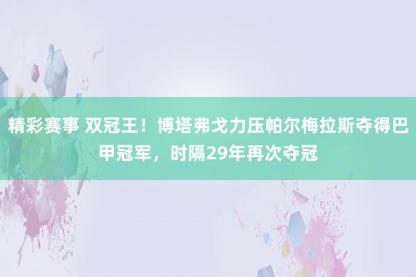 精彩赛事 双冠王！博塔弗戈力压帕尔梅拉斯夺得巴甲冠军，时隔29年再次夺冠