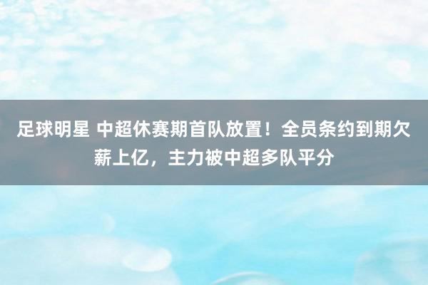 足球明星 中超休赛期首队放置！全员条约到期欠薪上亿，主力被中超多队平分